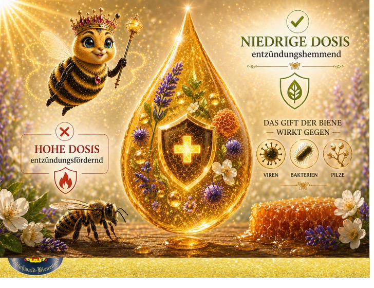 Bienengift: Niedrige Dosis entzündungshemmend, hohe Dosis entzündungsfördernd